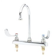 T&S Brass B-1142-04 8-Inch C/C Deck Mount Workboard Faucet with 4-Inch Wrist Action Handles and Swivel Gooseneck