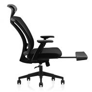 CUBOC High Back Mesh Executive Office Chair, Heavy Duty Ergonomic Reclining Swivel Chair with Lumbar Back Support, Adjustable Footrest, Leather Headrest and Armrests, Black