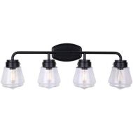 Canarm Lochlan 4 Light Vanity Light with Clear Glass - Matte Black Finish - Easy Connect Included