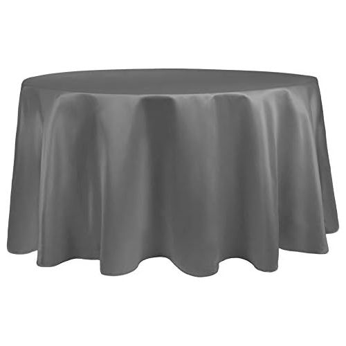  Ultimate Textile -3 Pack- Bridal Satin 108-Inch Round Tablecloth, Pewter Charcoal Grey