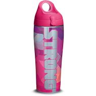 Tervis 1315349 Strong Ribbon Stainless Steel Insulated Tumbler with Passion Pink Lid, 24oz Water Bottle, Silver