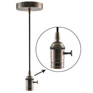 Bronze Mini Pendant Light Fitting Antique Style, Light Socket with Rotary Switch, 4.75 Canopy, 10ft Black Cord, Ceiling Lighting Fixture, E26 Lampholder, Harwez LP-216-1 Include 1