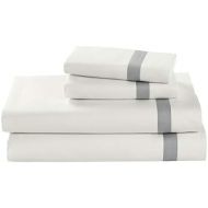 Stone & Beam Banded 100% Percale Cotton Bed Sheet Set, Easy Care, Queen, Cloud