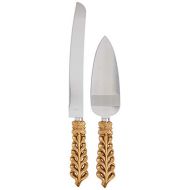 Unbekannt Gold Lattice Botanical Stainless Steel Wedding Cake Knife and Server Set New