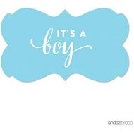 [아마존베스트]Andaz Press Fancy Frame Rectangular Label Stickers, Its a Boy!, Baby Blue, 36-Pack