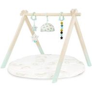 B. toys by Battat B. toys  Wooden Baby Play Gym  Activity Mat  Starry Sky  3 Hanging Sensory Toys  Organic Cotton  Natural Wood  Babies, Infants