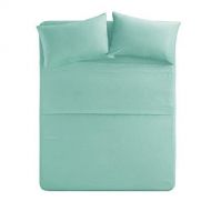 Comfort Spaces Ultra Soft Hypoallergenic Microfiber 4 Piece Set, Wrinkle Fade Resistant Sheets with Pillow Cases Bedding, Twin, Aqua