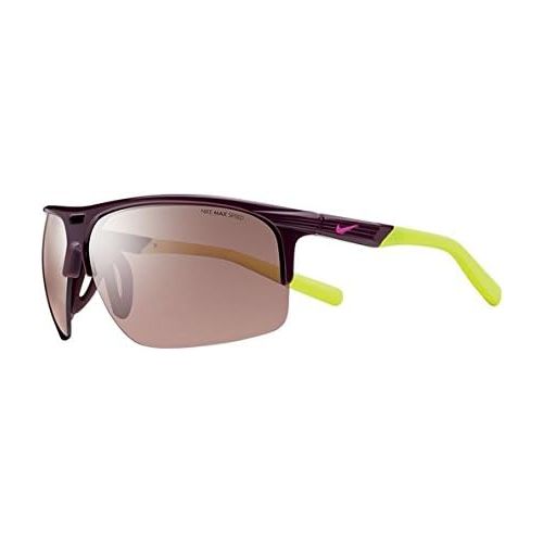 나이키 NIKE EV0801-607 Run X2 S E Sunglasses (One Size), Deep BurgundyVolt, Max Speed Tint Lens