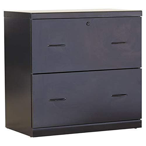  Classified Wood Lateral Filing Cabinet with Lock - 2 Drawer File Cabinet - Black