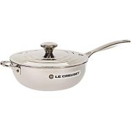 Le Creuset Tri-Ply Stainless Steel Saucier Pan with Lid and Helper Handle, 3.5-Quart