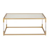 Benzara Antique Colonial Adorable Metal Glass Acrylic Coffee Table Gold, Clear