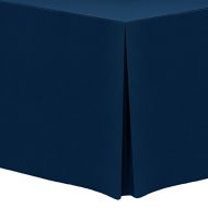 Ultimate Textile -2 Pack- 4 ft. Fitted Polyester Tablecloth - Fits 30 x 48-Inch Rectangular Tables, Navy Blue