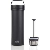 ESPRO Reise-French Press Ultralight, Mini Coffee Maker mit Thermo-Funktion, Kaffee, Edelstahl, to go, 475ml, schwarz
