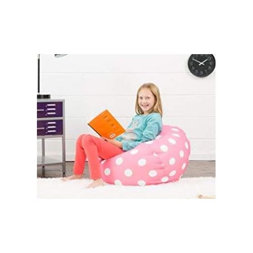  Gaming Chairs For Kids Bean Bag For Kids-Candy Pink with White Dots Polyester Super Soft Seating Companion for Your Little Ones