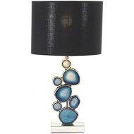 Deco 79 87393 Table Lamp, Blue, Black, Gold, Mirrored