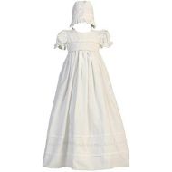 Lito Girls Cotton Christening Gown Dresses with Bonnet Set - Baby or Infant Girls Christening Dress, White, 3-6 Months