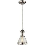 ELK Elk 63024-1 Brookline 1-Light Pendant with Glass Shade, 7 by 12-Inch, Polished Nickel Finish