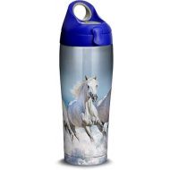 Tervis White Horses Stainless Steel Insulated Tumbler with Lid, 24 oz Water Bottle, Silver