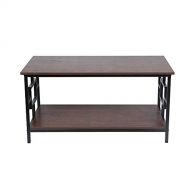 GIA Coffee Table with Lower Storage Shelf, Antique/Black