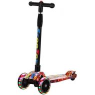 Marke: Kinder Roller Dreiradscooter Roller 2-6-8-12 Jahre altes vierradriges Musik-Blitz-Fuss-Schwingenauto, das den Roller der Kinder faltet FANJIANI (Farbe : A)