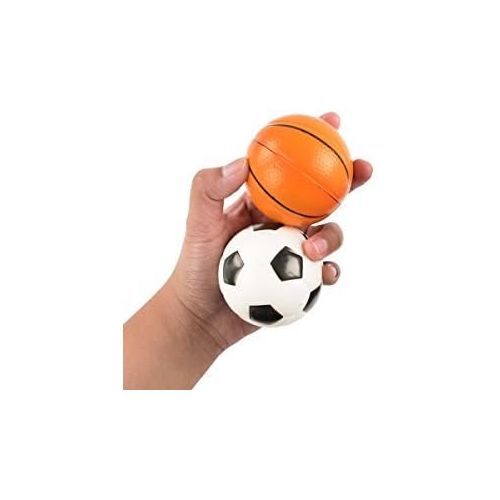  [아마존베스트]Adorox (24 Balls Assorted) 2.5 inches Mini Sports Balls Stress Relief Squeeze
