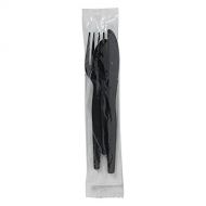 Dixie Individually Wrapped 4-Piece Heavy-Weight Polystyrene Plastic Fork, Knife, Teaspoon, And Napkin Cutlery Kit by GP PRO (Georgia-Pacific), Black, CHN56C7, (Case of 250 Kits)