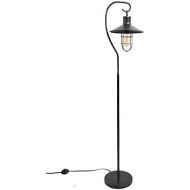 DEI Standing Lantern Vintage Bulb Decor Lamp, Large, Black