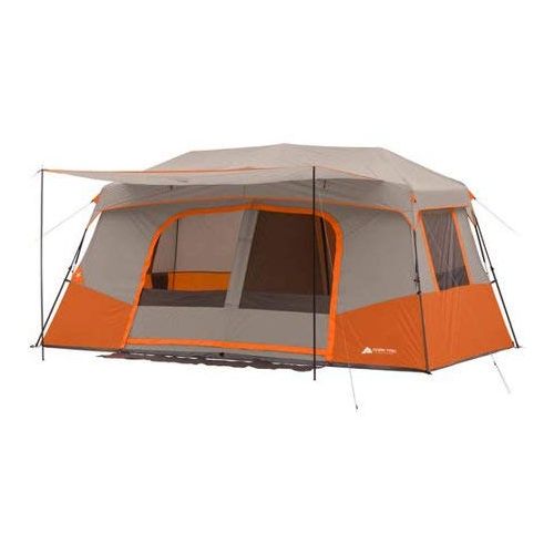 오자크트레일 OZARK TRAIL 11-Person Instant Cabin with Private Room, Orange Bundle Quad Folding Camp Chair 2-Pack