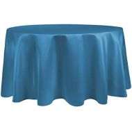 Ultimate Textile -27 Pack- Bridal Satin 108-Inch Round Tablecloth, Turquoise Blue