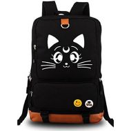 Siawasey Sailor Moon Anime Luna Cosplay Messenger Bag Backpack Rucksack School Bag (Black)