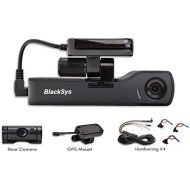 HDVD BlackSys CH-200 2 Channel Dash cam with 1920 x 1080p Full HD, Night Vision, GPS Mount, 16GB SD Card, Hardwiring Kit for Parking Mode