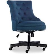 Linon Sinclair Wood Upholstered Office Chair in Blue