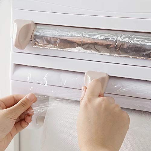  DTE SHOP Plastic Refrigerator Cling Film Cutting Storage Rack wrap Cutter Wall Sauce Bottle Kitchen Organizer Towel Rack Hanging Holder