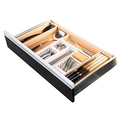  UEniko Vida UENIKA+ Large Cabinet Drawer Wood Cutlery Tray Expandable Utensil Organizer Flatware Drawer Dividers Kitchen Storage Organizer