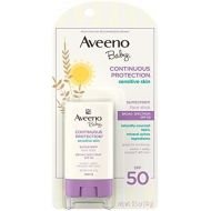 Aveeno Baby Continuous Protection Sensitive Skin Mineral Sunscreen Stick for Face with Broad Spectrum SPF 50, Zinc Oxide & Titanium Dioxide, Oil-Free & Water-Resistant, Travel-Size