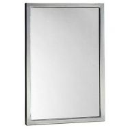 Bobrick 2908 Series 304 Stainless Steel Welded Frame Tempered Glass Mirror, Satin Finish, 24 Width x 36 Height