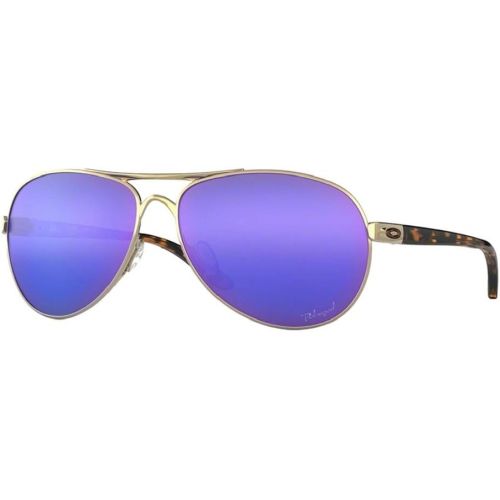 오클리 [아마존베스트]Oakley Feedback OO4079 407918 59M Polished Gold/Violet Iridium Polarized Sunglasses For Men For Women+BUNDLE with Oakley Accessory Leash Kit: Sports & Outdoors
