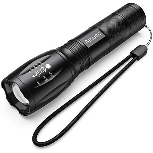  [아마존베스트]Amuoc LED Tactical Flashlight S1000 - High Lumen, 5 Modes, Zoomable, Water Resistant, Handheld Light - Best Camping/Outdoor/Hiking/Everyday Flashlights/Gift-Giving/Emergency(Batteries No