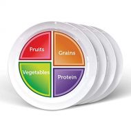 Health Beet Portion Control Plates - Choose MyPlate for Teens and Adults, Nutrition Plate with Food group Sections, 10” - English Language (Set of 4)