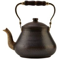 DEMMEX 2019 Heavy Gauge 1mm Thick Natural Handmade Turkish Copper Tea Pot Kettle Stovetop Teapot, LARGE 3.1 Qt - 2.75lb (Antique Copper)