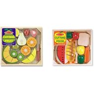 Melissa & Doug Cutting Food - Play Food Set With 25+ Hand-Painted Wooden Pieces, Knife, and Cutting Board With Melissa & Doug Cutting Fruit Set - Wooden Play Food Kitchen Accessory
