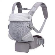 Mommore mommore Breathable Baby Carrier Ergonomic Soft Carrier with Bibs, Detachable Small Pouch for Infant and Toddler, Grey