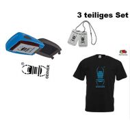 Geo-versand 3 tlg. Travelbug T-Shirt Gr. L - Travelbug Stempel und Travelbug mit CopyTag WeihnachtenGeschenkset Geocaching Paket