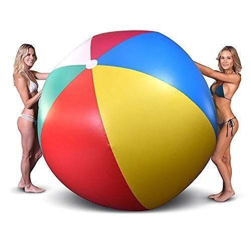  MQW Swimming Pool Summer Inflatable Toys Beach Ball, Large Three-Color PVC Inflatable Ball Thickening Entertainment Decoration Ball Water Float Toys 1.5m Leisure and Entertainment