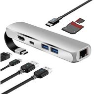 LFragrant USB C Hub, 8-in-1 Aluminum USB C Adapter with Ethernet Port, Type C PD Charging Port,4K USB C to...