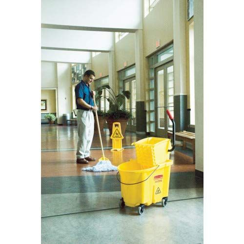  Rubbermaid Commercial Products Rubbermaid Commercial WaveBrake Mop Bucket and Down Press Wringer Combo, 44-Quart, Yellow, FG757688YEL