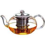 Lifeyz klare transparente glas teekanne hochwarmfester teekanne blume tea coffee pot mit rostfreier Stahl infuser 600ml (600ML)