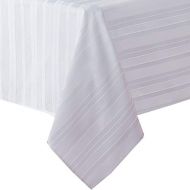 Newbridge Satin Stripe Weave No-Iron Soil Resistant Fabric Tablecloth, 60 X 120 Oblong, White