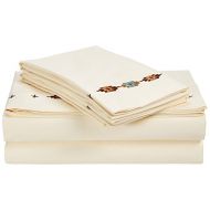 HiEnd Accents Embroidered Navajo Sheet Set, King, Cream