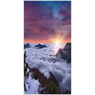 IPrint 3D Decorative Film Privacy Window Film No Glue,Nature,Winter Landscape in The Mountains Sunset Majestic Scenes from The World Photo Decorative,Muave White Brown,for Home&Office